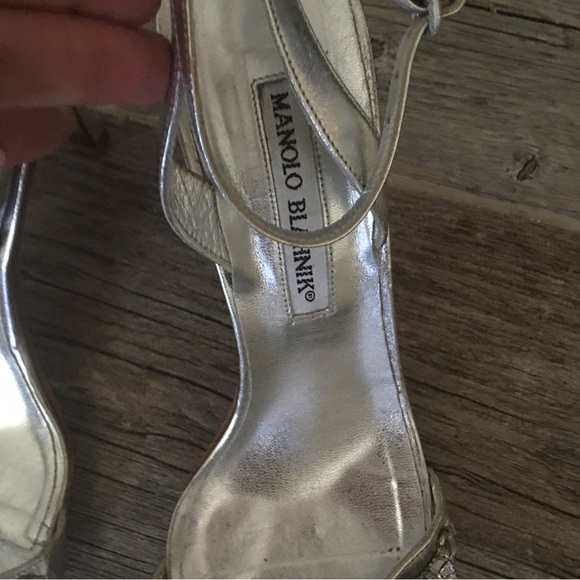 Manolo Blahnik crystal embellished silver evening shoes. - Picture 4 of 12